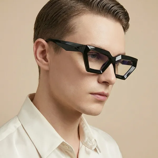 Black_Geometric_Pentagon_Shaped_Fashion_Eyeglasses_Frame