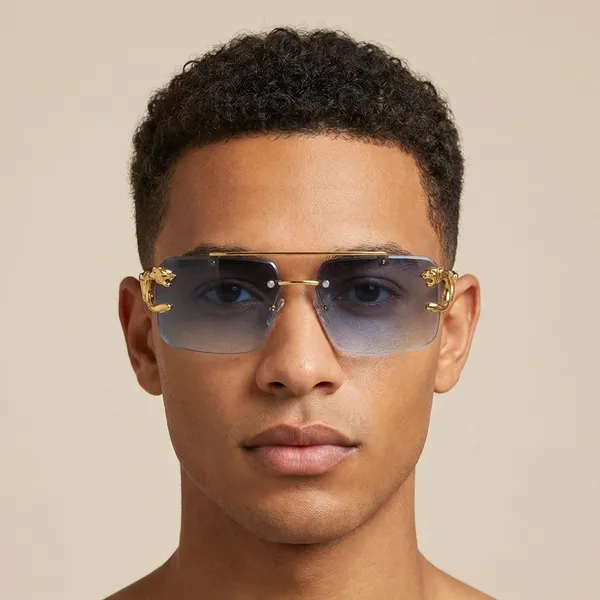 Gold_And_Blue_Luxury_Rimless_Gradient_Sunglasses_With_Metal_Frame
