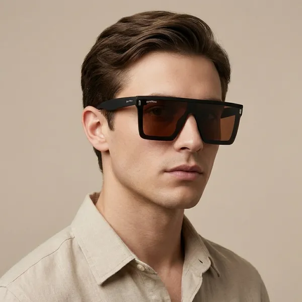 Brown_Oversized_Square_Frame_Flat_Top_Sunglasses_Unisex_Retro_Style_Shades