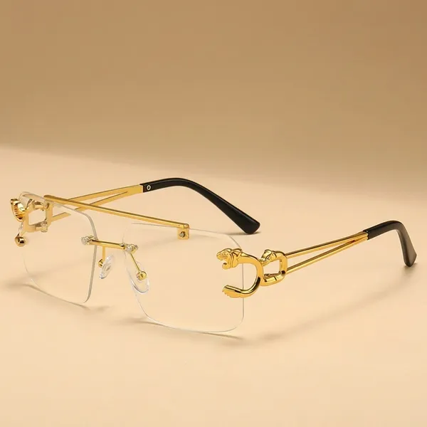 Gold_And_Transparent_Luxury_Rimless_Rectangular_Sunglasses_With_Metal_Frame_And_Clear_Lens