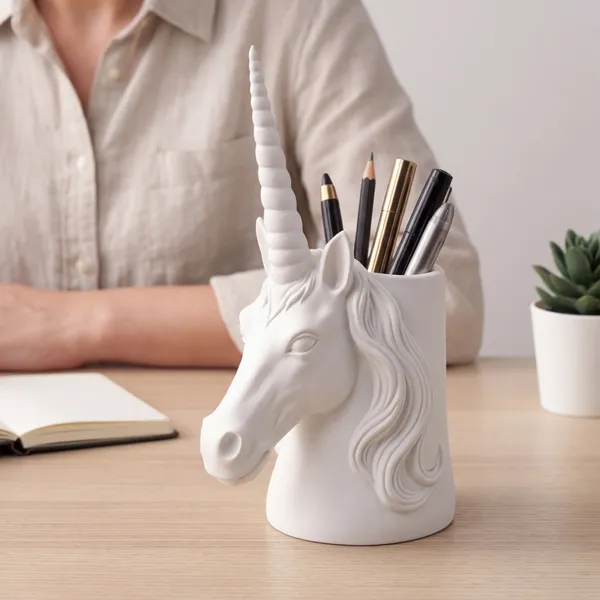 White_Colour_Unicorn_Pen_Holder_Decorative_Desk_Organizer_For_Stationery