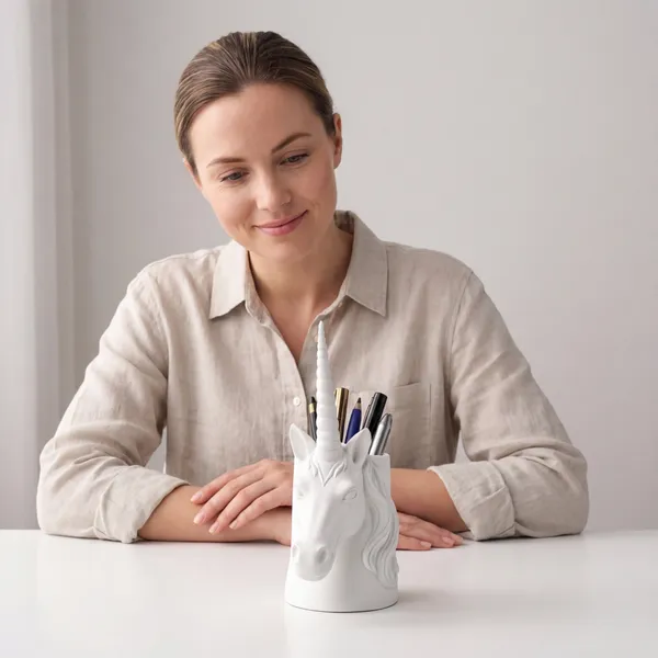White_Colour_Unicorn_Pen_Holder_Decorative_Desk_Organizer_For_Stationery