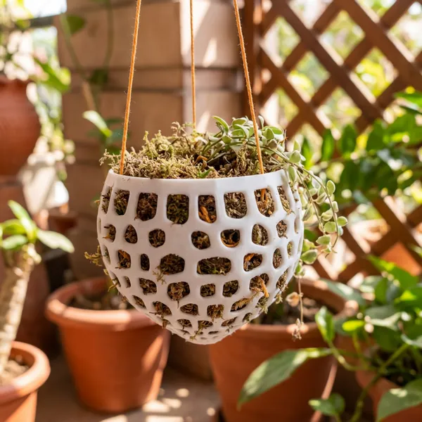 White_Hanging_Orchid_Planter_Pot_With_Drainage_Holes