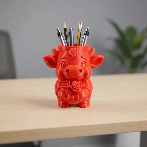 Red_Decorative_Bull_Pen_Holder-Metallic_Orange