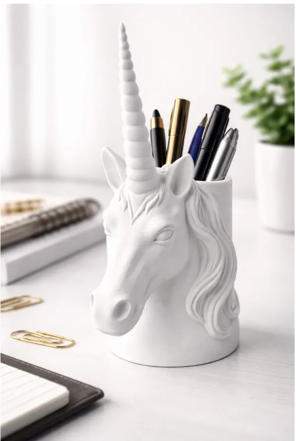 White_Colour_Unicorn_Pen_Holder_Decorative_Desk_Organizer_For_Stationery