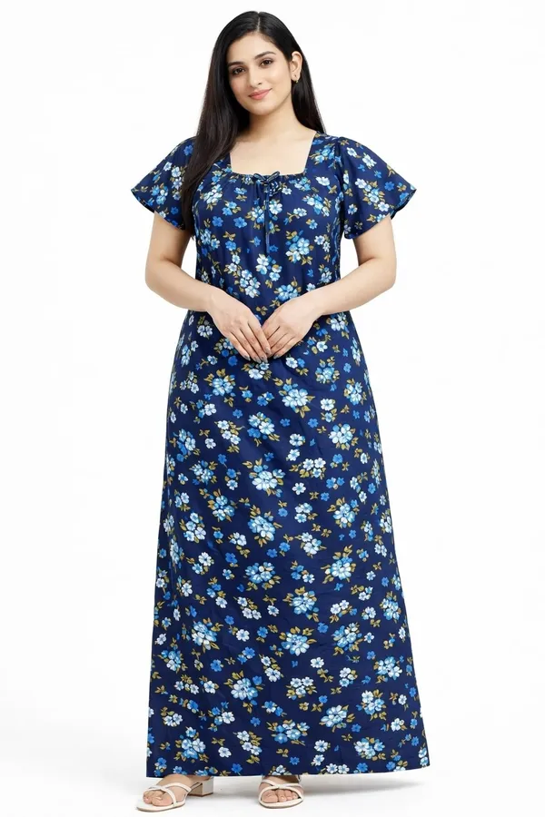 Women's_Blue_Premium_Cotton_Floral_Printed_Nighty_-Relaxed_Fit_Maxi_Dress