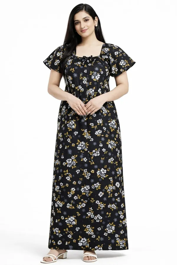 Women's_Black_Premium_Cotton_Floral_Printed_Nighty_-Relaxed_Fit_Maxi_Dress