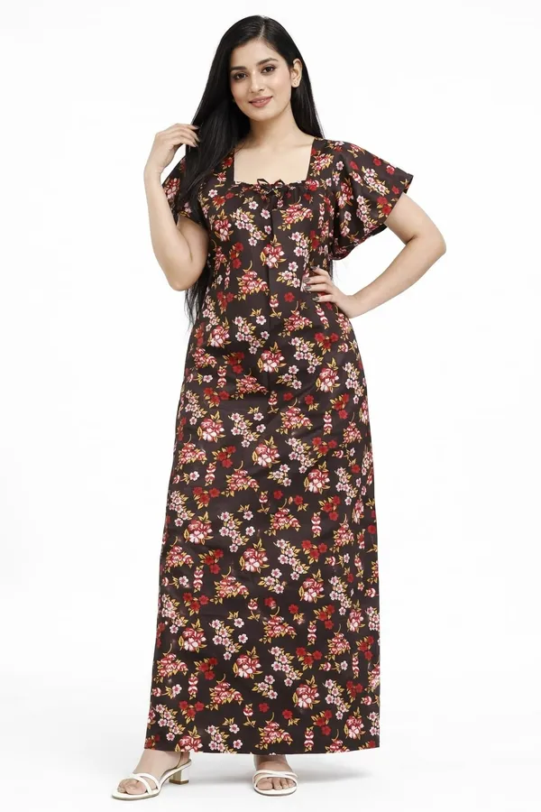 Women's_Brown_Premium_Cotton_Floral_Printed_Nighty_-Relaxed_Fit_Maxi_Dress