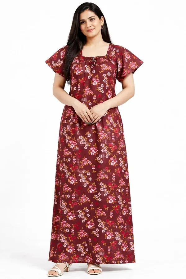 Women's_Red_Premium_Cotton_Floral_Printed_Nighty_-Relaxed_Fit_Maxi_Dress