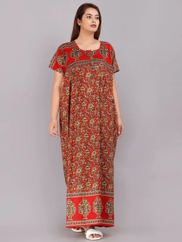 Women's_Red_Premium_Cotton_Floral_Printed_Nighty_-Relaxed_Fit_Maxi_Dress