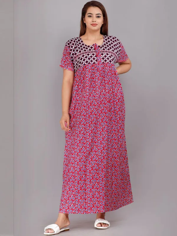 Women's_Pink_Premium_Cotton_Floral_Printed_Nighty_-Relaxed_Fit_Maxi_Dress