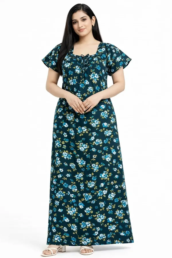 Women's_Green_Premium_Cotton_Floral_Printed_Nighty_-Relaxed_Fit_Maxi_Dress