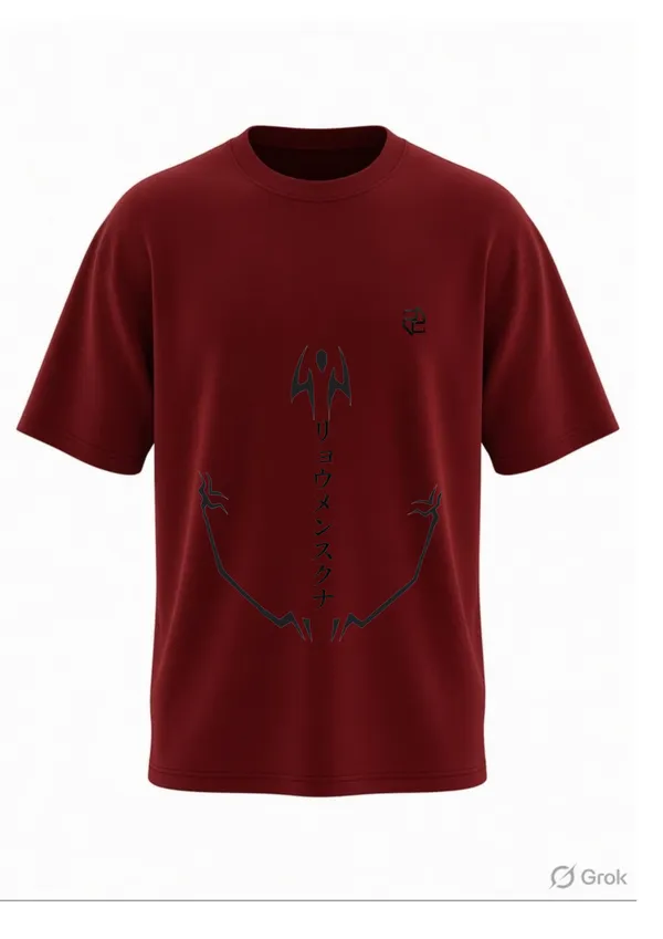 Maroon_Anime_Print_Oversized_T-Shirt_For_Men