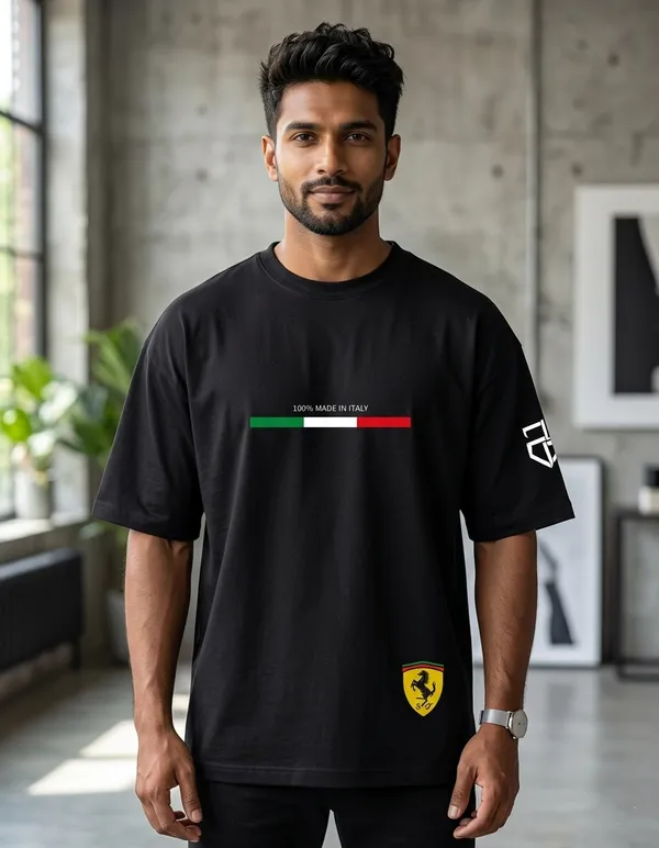 Black_Ferrari_Logo_Oversized_T-Shirt_For_Men
