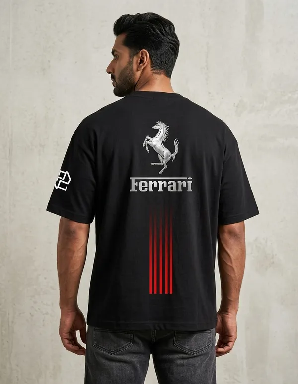 Black_Ferrari_Logo_Oversized_T-Shirt_For_Men