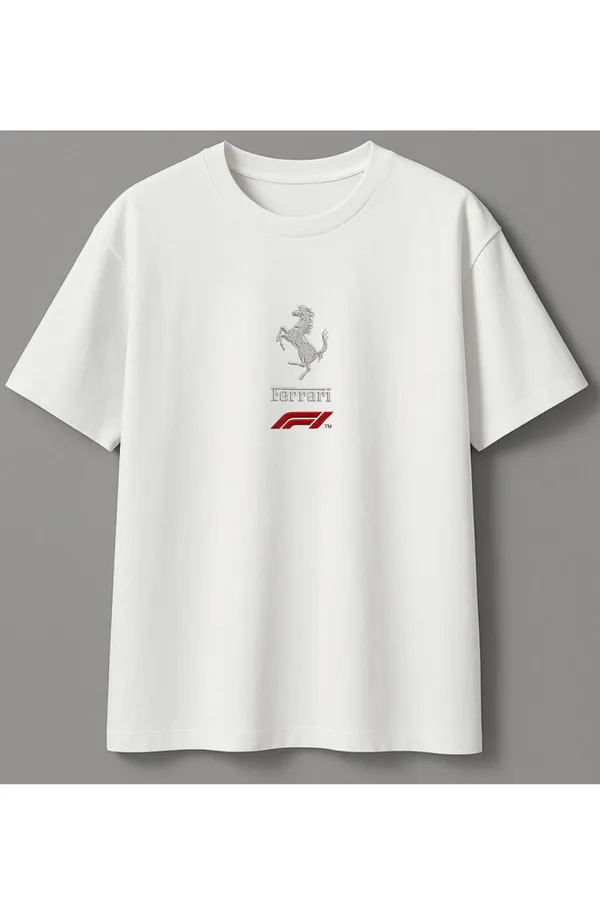White_Ferrari_Formula_1_Team_Graphic_Print_T-Shirt