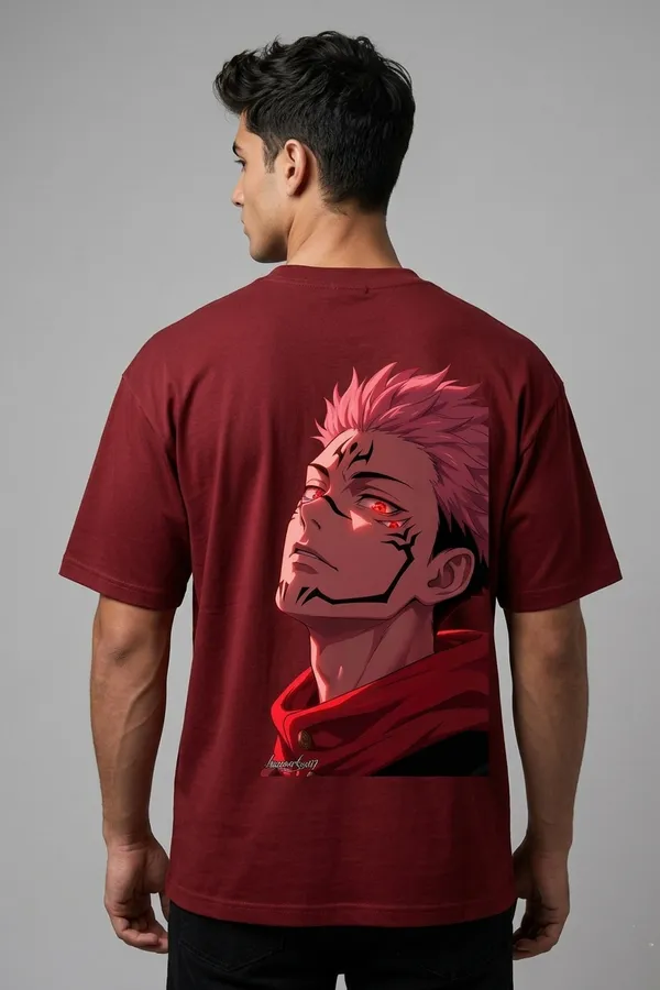 Maroon_Anime_Print_Oversized_T-Shirt_For_Men