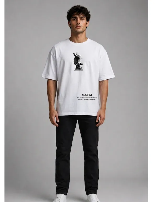 White_Lucifer_Edition_Graphic_Print_T-Shirt_For_Men