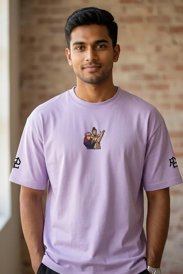 Purple_Anime_Character_Print_Casual_T-Shirt_For_Men