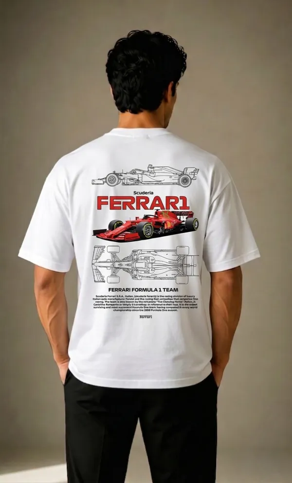 White_Ferrari_Formula_1_Team_Graphic_Print_T-Shirt