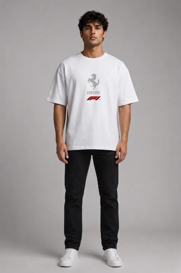 White_Ferrari_Formula_1_Team_Graphic_Print_T-Shirt
