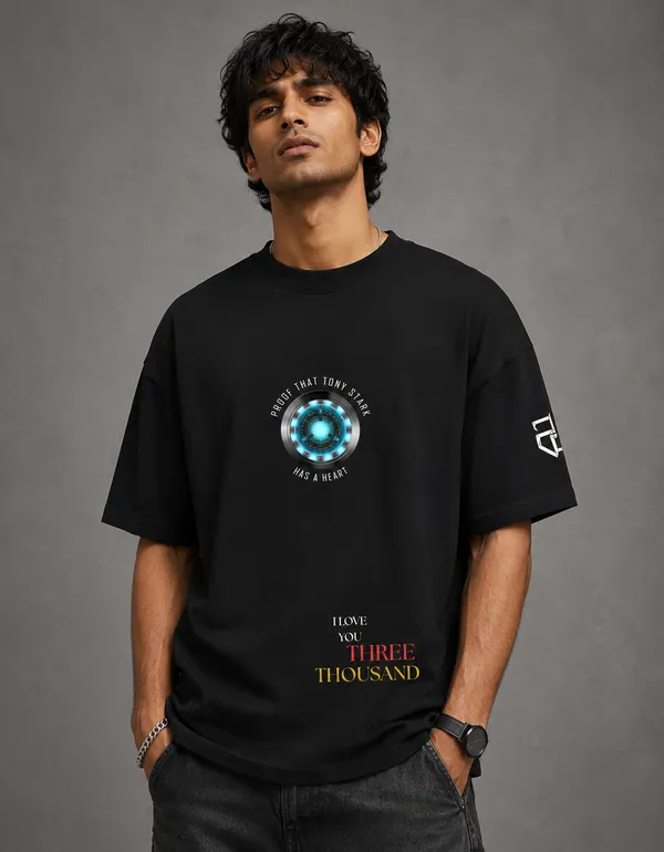 Black_Proof_That_Tony_Stark_Has_A_Heart_Graphic_T-Shirt
