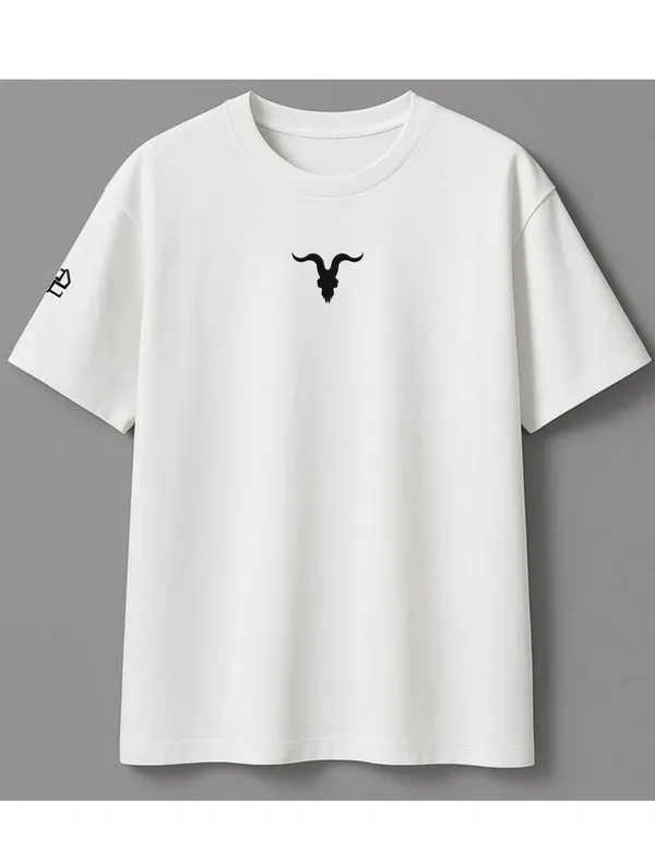 White_Crew_Neck_T-Shirt_With_Bull_Logo_For_Men
