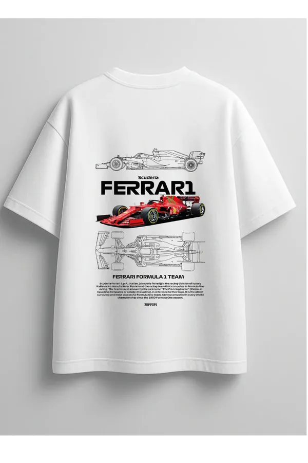 White_Ferrari_Formula_1_Team_Graphic_Print_T-Shirt
