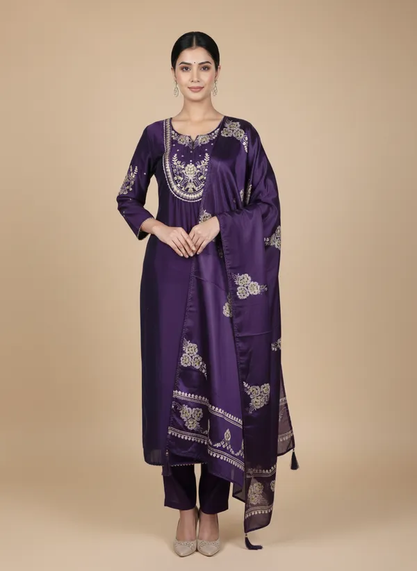 Purple_Silk_Kurta_Set_For_Women