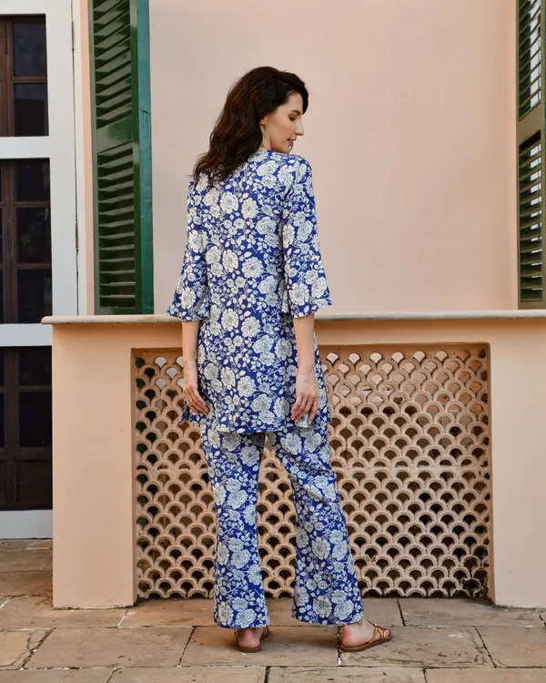 Blue_Cotton_Blend_Kurta_Pant_Set_For_Women