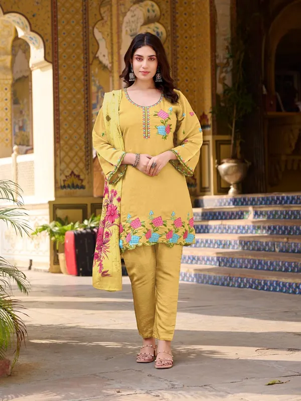 Yellow_Roman_Salwar_Suit_Set_For_Women