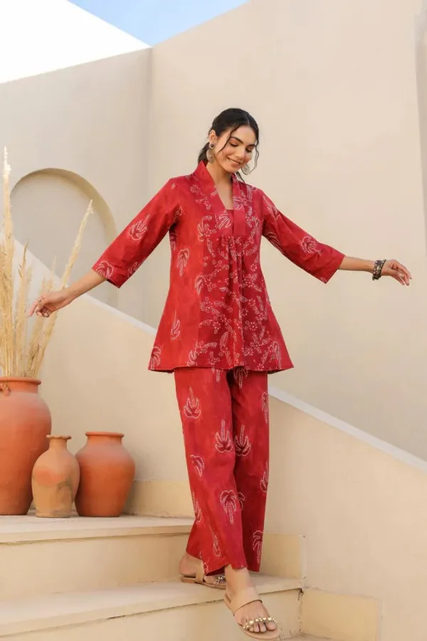 Red_Cotton_Blend_Rayon_Kurta_Pyjama_Set_For_Women