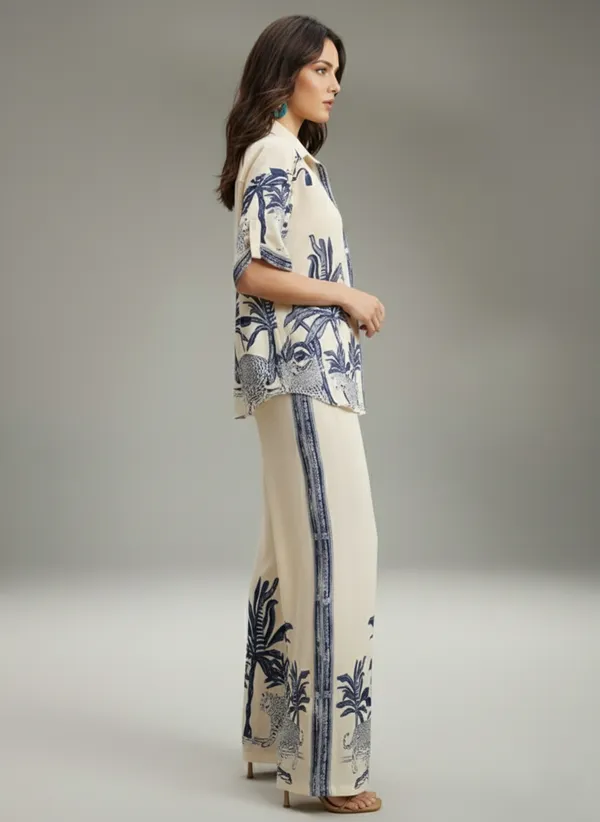 Cream_&_Blue_Rayon_Cotton_Blend_Co-Ord_Set_For_Women