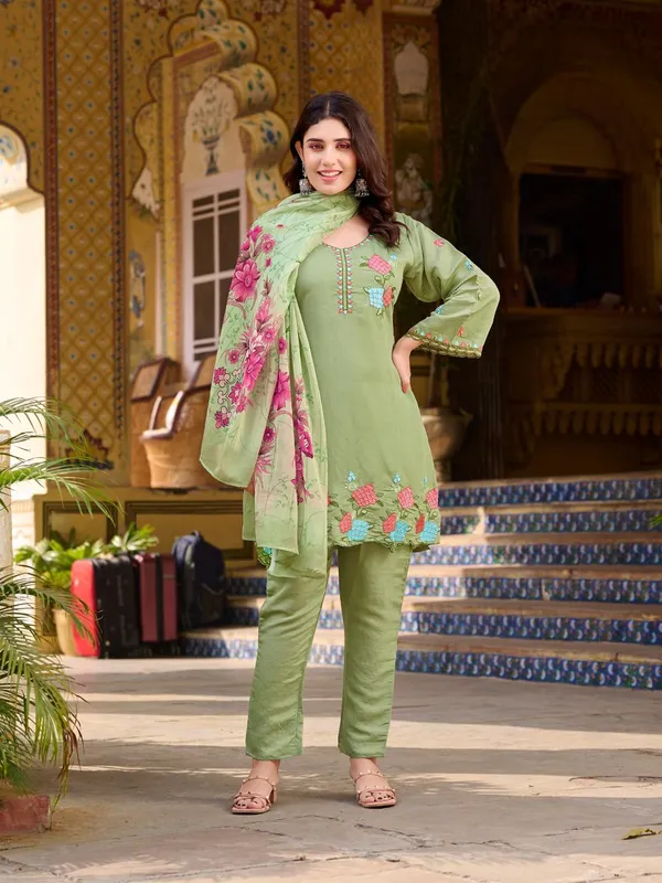 Sage_Green_Roman_Fabric_Salwar_Suit_Set_For_Women