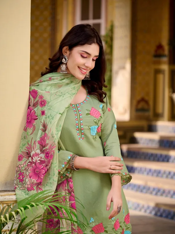 Sage_Green_Roman_Fabric_Salwar_Suit_Set_For_Women
