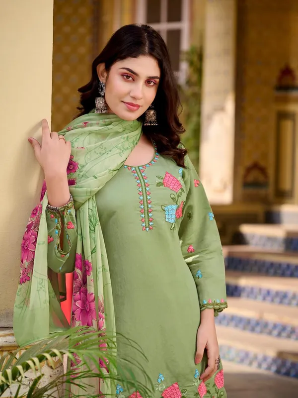 Sage_Green_Roman_Fabric_Salwar_Suit_Set_For_Women