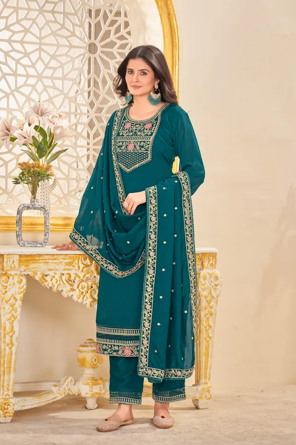 Teal_Green_Vichitra_Salwar_Suit_Set_For_Women