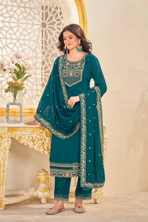Teal_Green_Vichitra_Salwar_Suit_Set_For_Women