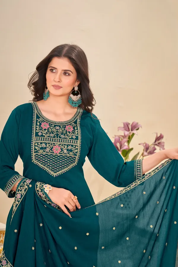 Teal_Green_Vichitra_Salwar_Suit_Set_For_Women
