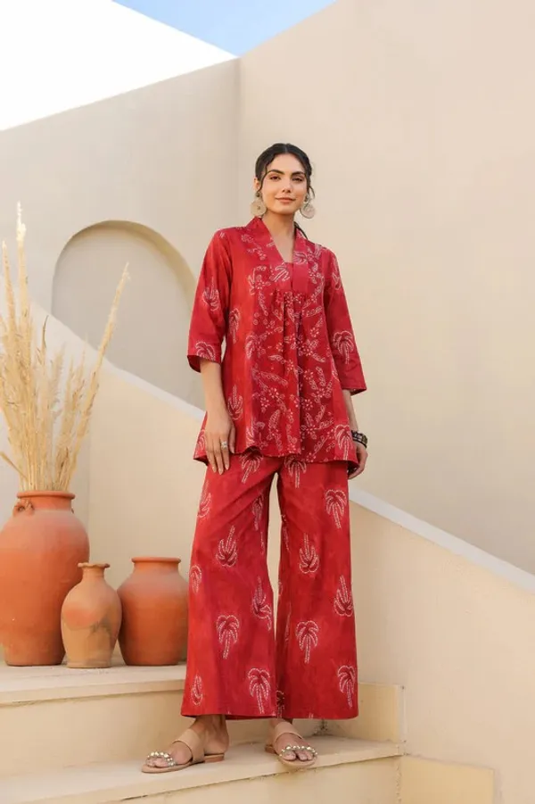 Red_Cotton_Blend_Rayon_Kurta_Pyjama_Set_For_Women