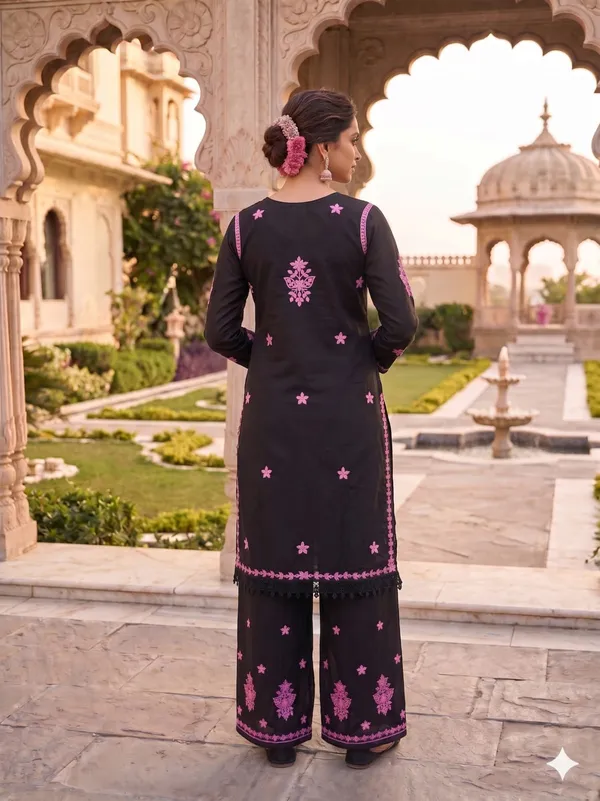 Black_Pure_Viscose_Rayon_Kurta_Palazzo_Set_For_Women