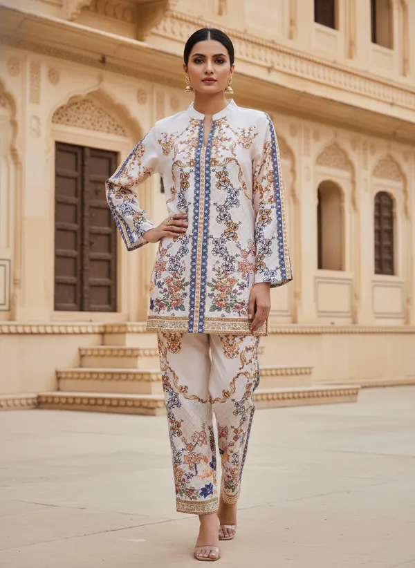 White_Rayon_Cotton_Blend_Kurta_Set_For_Women