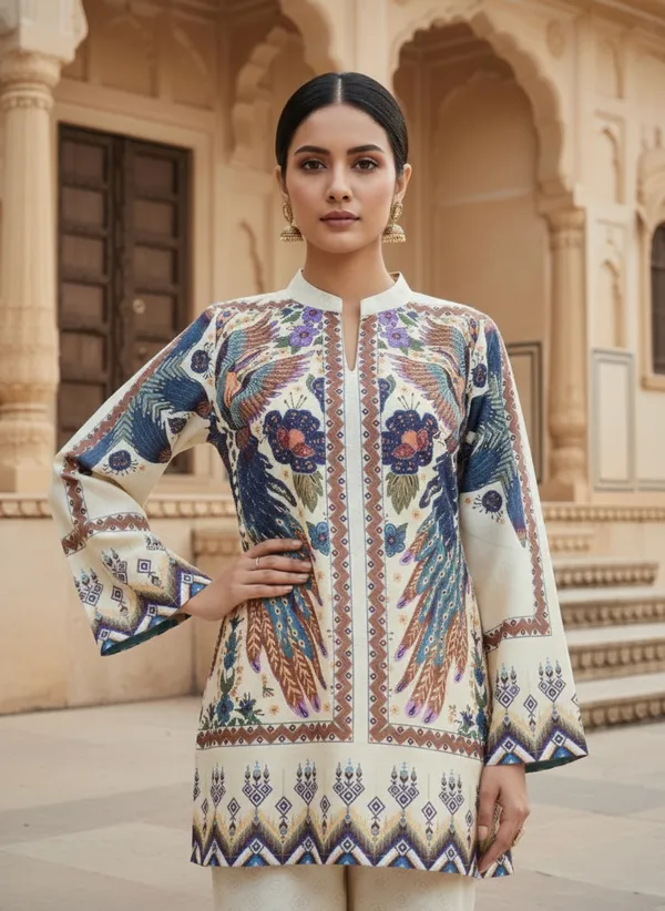 Multicolor_Rayon_Cotton_Blend_Tunic_Set_For_Women