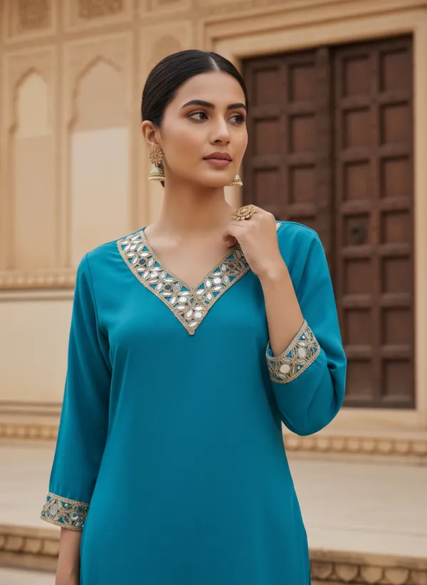Blue_Sea_Cotton_Blend_Kurti_Pant_Set_For_Women