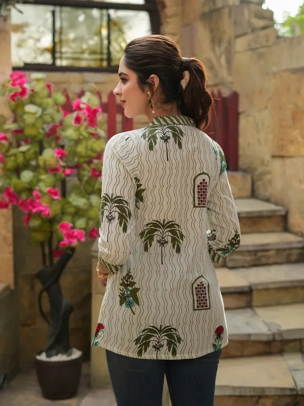 Cream_Base_With_Red_Floral_&_Green_Top_For_Women