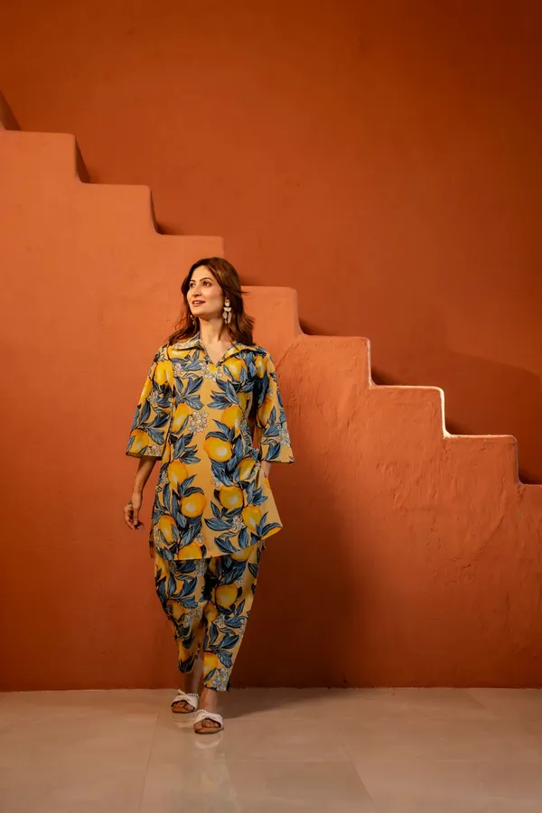 Cyprus_Yellow_lemon_&_Floral_Print_Cotton_Blend_Co-ord_Set_For_Women