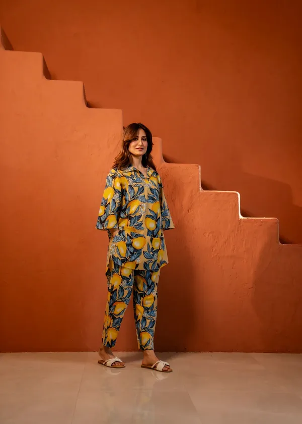 Cyprus_Yellow_lemon_&_Floral_Print_Cotton_Blend_Co-ord_Set_For_Women