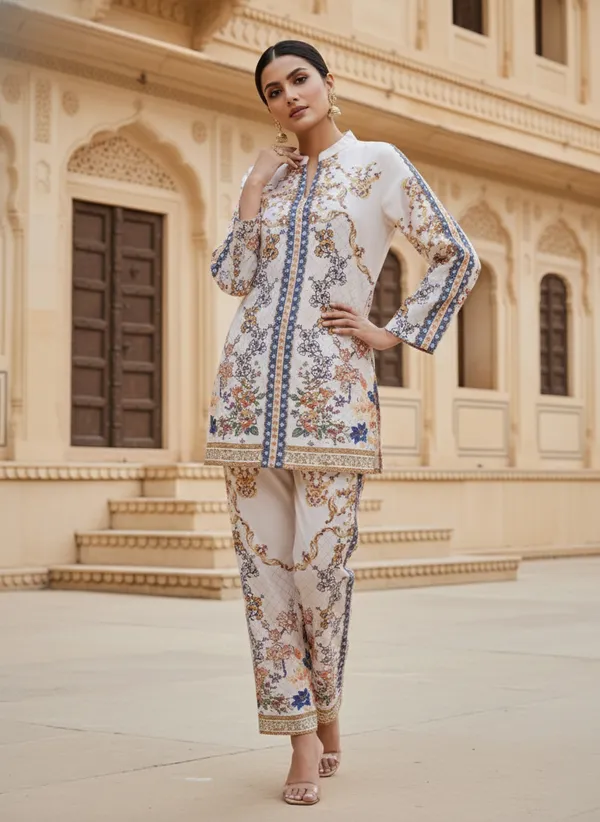 White_Rayon_Cotton_Blend_Kurta_Set_For_Women