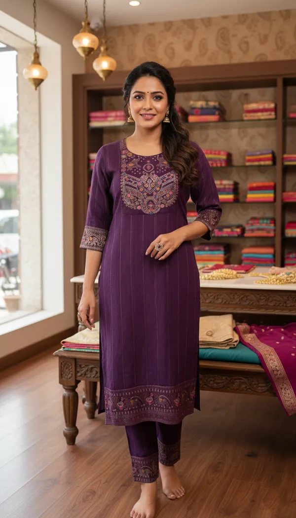 Deep_Purple_Kurta_Set_for_Women