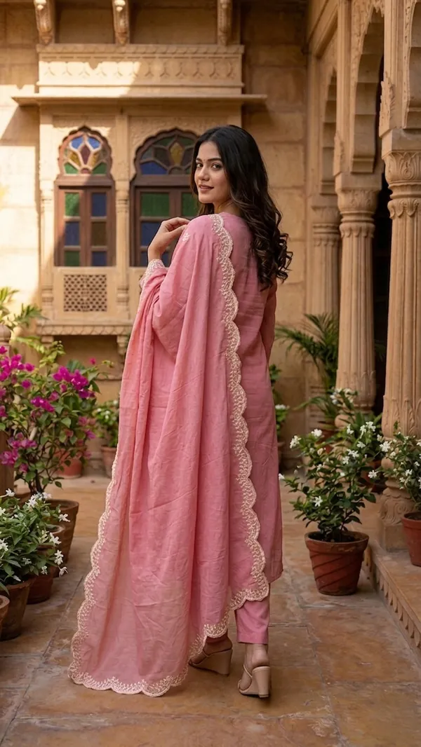 Dusty_Rose_Cotton_Blend_3pcs_Kurta_Set_